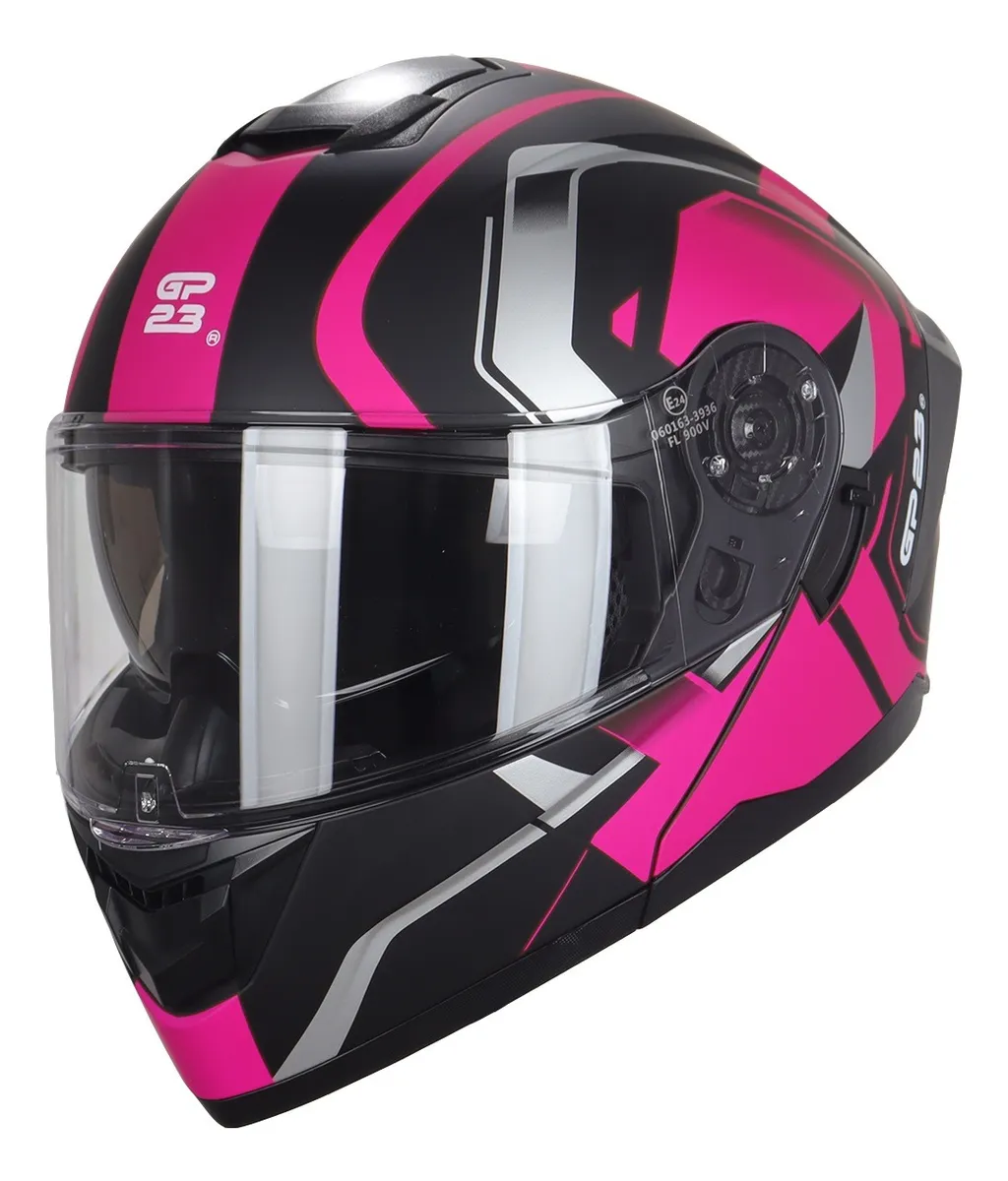 Casco De Moto Rebatible Doble Visor Gp23 FL900 Rosa - Imagen 3