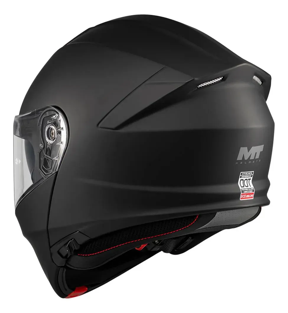 Casco Rebatible Mt Genesis A1 Solid Negro Mate Doble Visor - Imagen 5