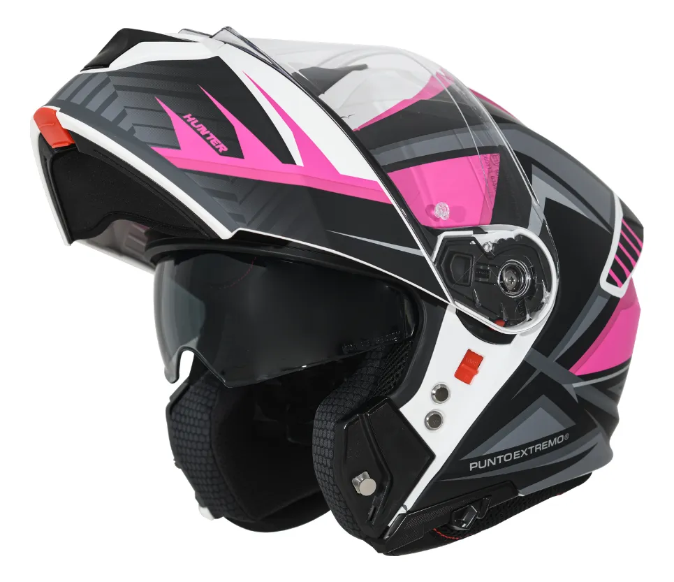 Casco De Moto Rebatible Punto Extremo Way 935 Doble Visor Rosa - Imagen 3