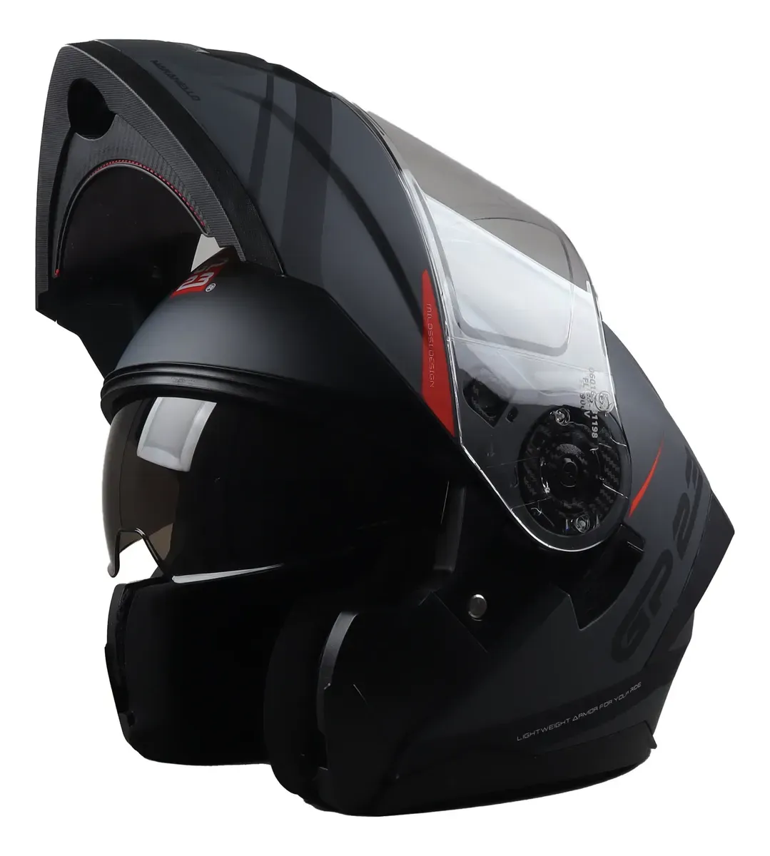 Casco De Moto Rebatible Gp23 FL900 Maranello Doble Visor Rojo - Imagen 3