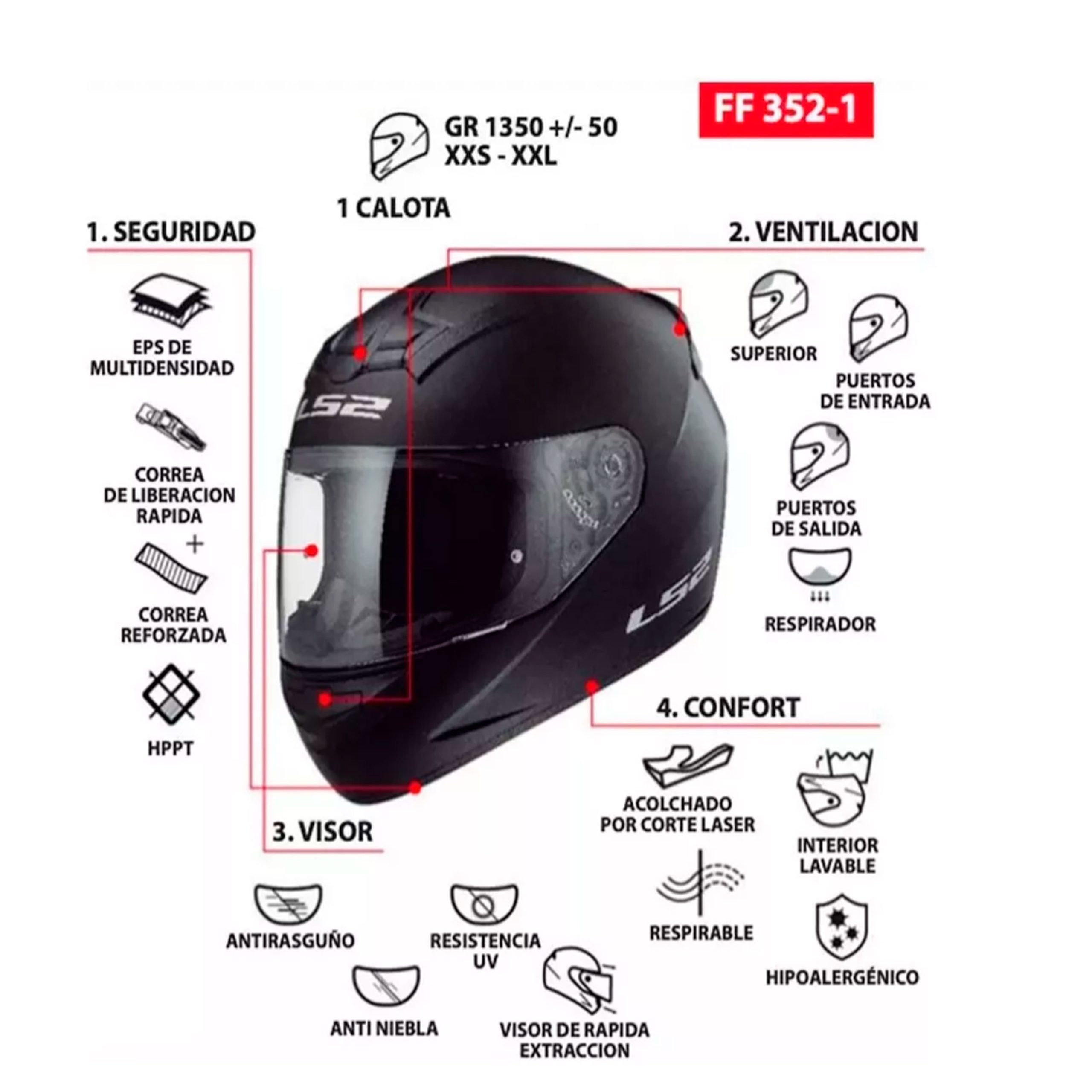 Casco Integral LS2 FF352 Down Pinlock Ready - Imagen 4