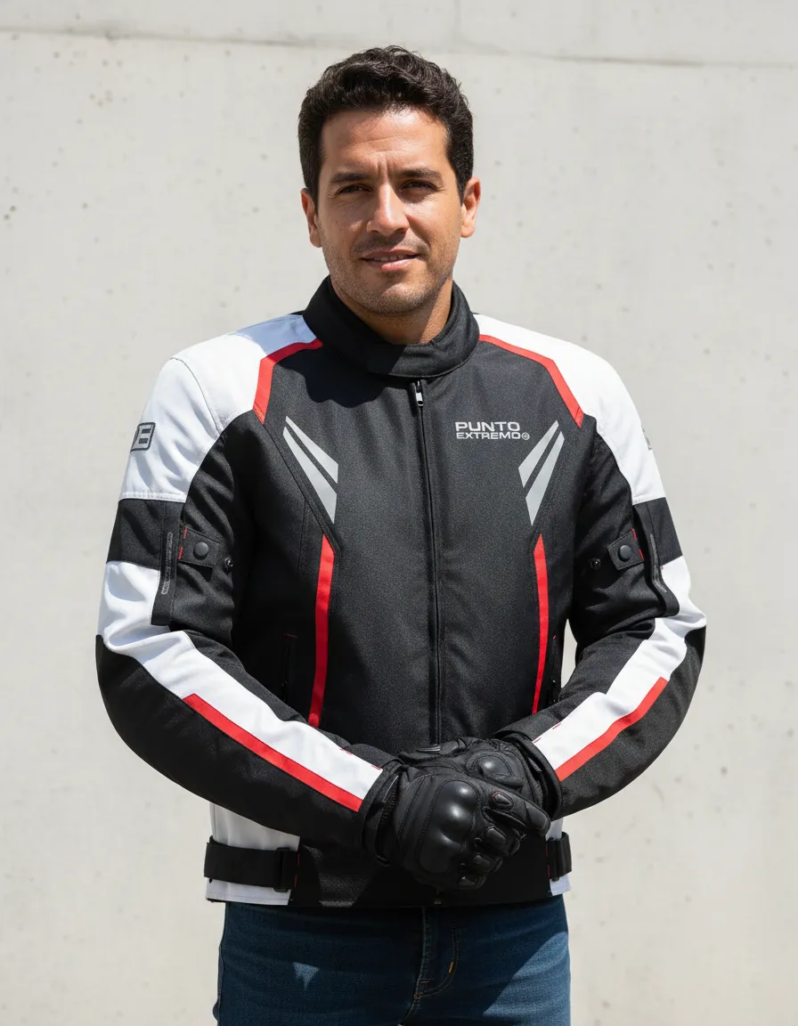 Campera de Moto Punto Extremo PK-02 Ventilaciones Protecciones Cordura Roja - Imagen 5