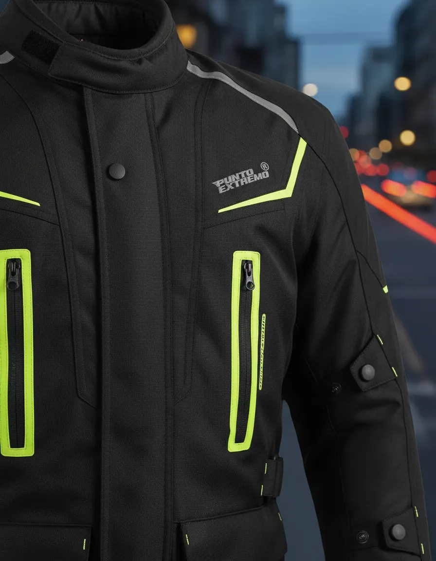 Campera Punto Extremo PK-03 Parka Cordura Protecciones Ventilaciones Verde - Imagen 4